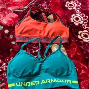 Under Armour Women's Sports Bras in Orange & Teal Duo Pack